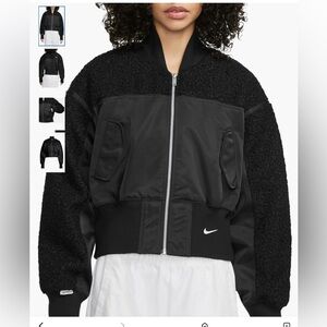Nike Cropped paneled shell and bouclé bomber jacket